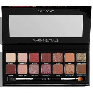 SIGMA Warm Neutrals Eyeshadow Palette w/Dual Ended Brush NIB $65